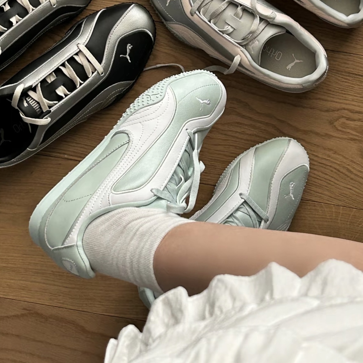 PUMA BELLA V2 LEATHER 珠光綠 薄底鞋 休閒 彪馬 國外限定 女鞋 404043-04