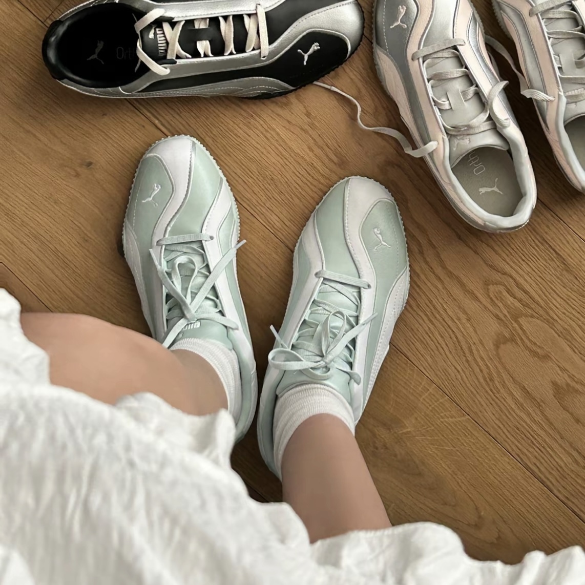 PUMA BELLA V2 LEATHER 珠光綠 薄底鞋 休閒 彪馬 國外限定 女鞋 404043-04