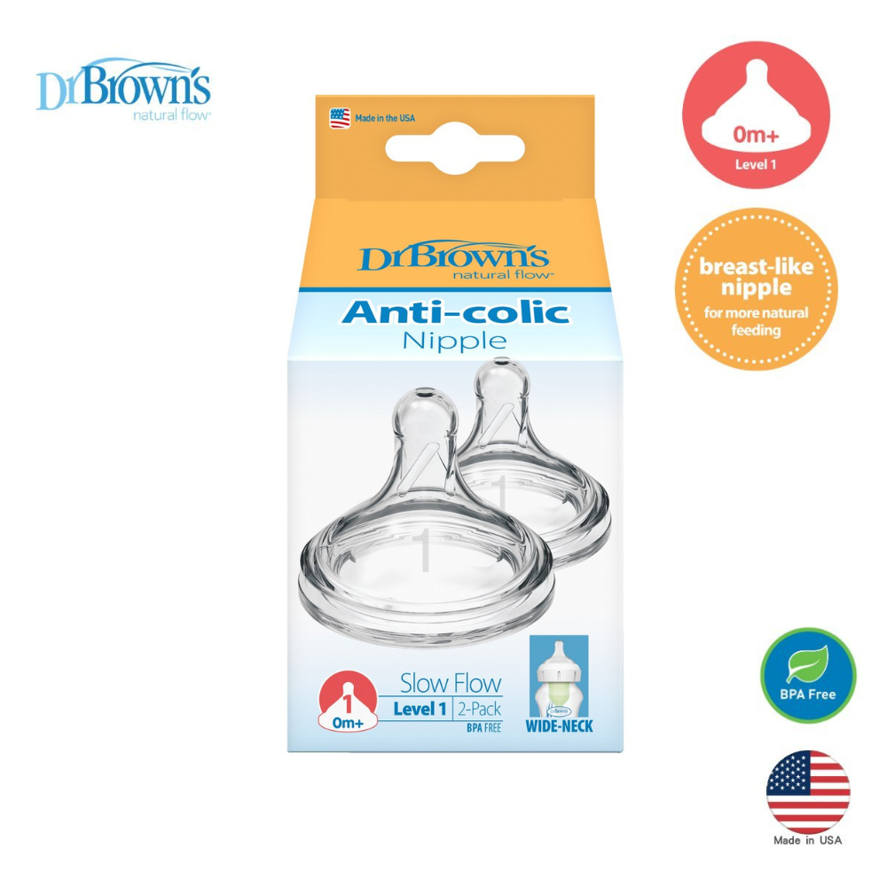 Dr Brown's 仿母乳矽膠奶咀兩個裝 (美國製造) (0M+/3M+/6M+)