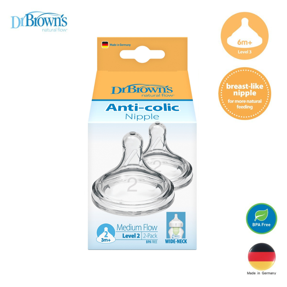 Dr Brown's 仿母乳矽膠奶咀兩個裝 (美國製造) (0M+/3M+/6M+)