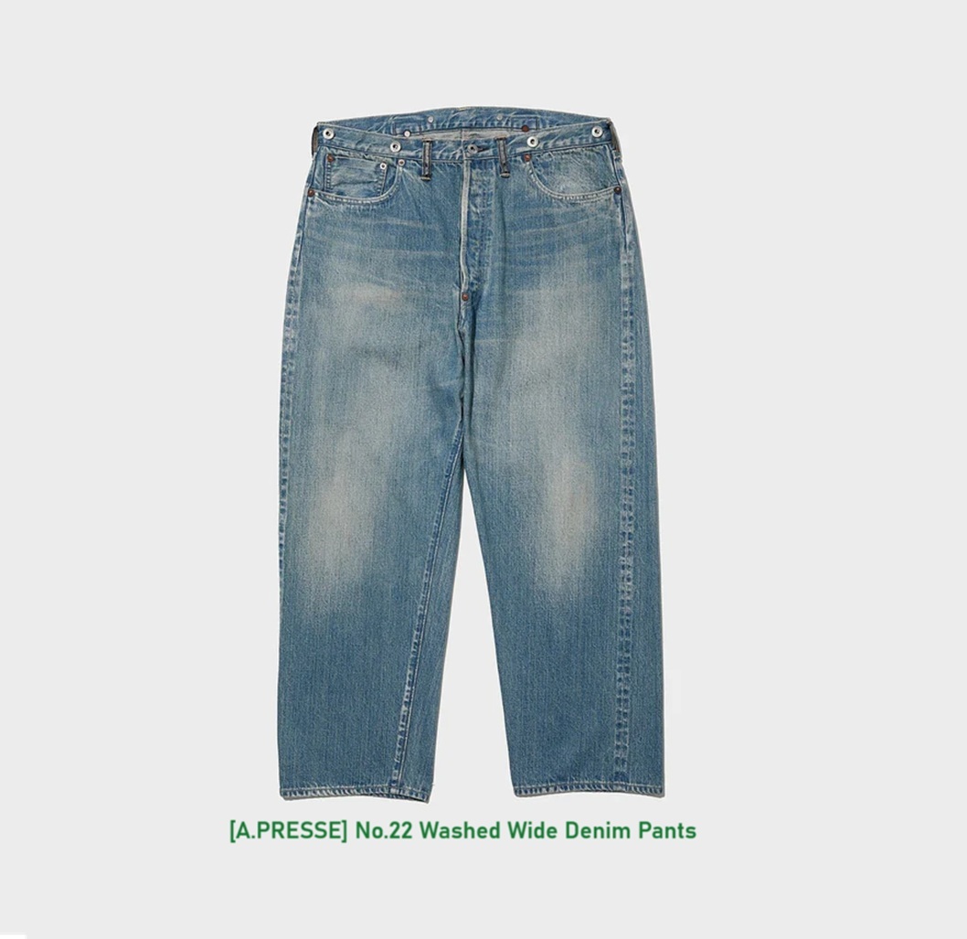 A.PRESSE 2025 A/W No.22 WASHED WIDE DENIM PANTS (25AAP-04-38) - INDIGO PRE ORDER ITEM (預訂中)