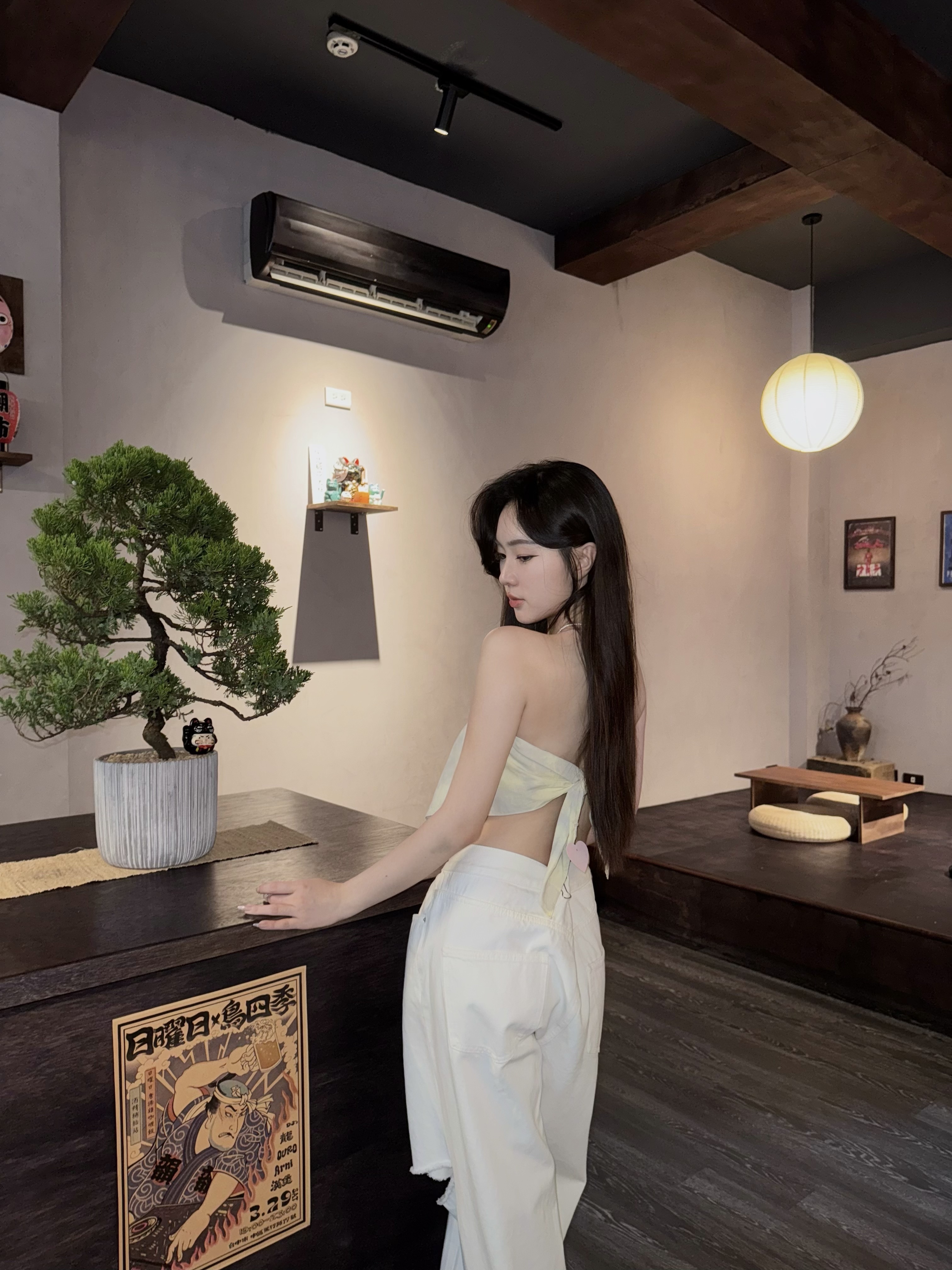 落日剪影綁巾Top