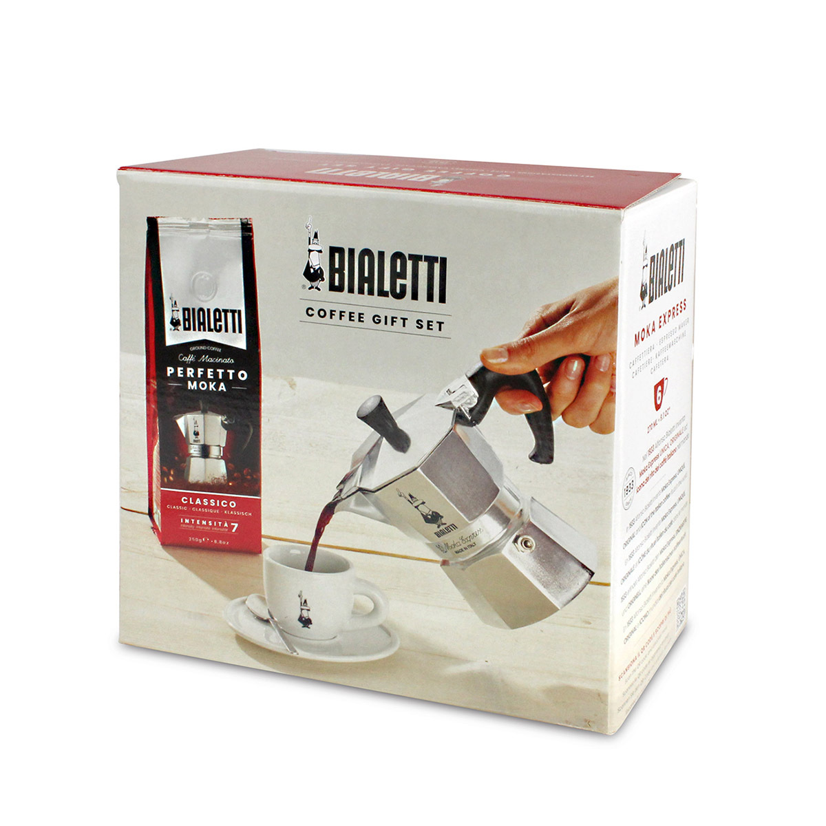 意大利 BIALETTI 6杯摩卡壺+250G榛子乾果咖啡粉套裝 -0003545