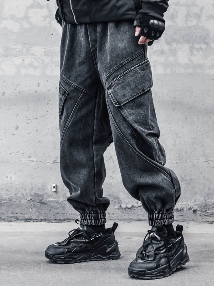 𝙏𝙀𝘾𝙃𝙒𝙀𝘼𝙍 暗黑水洗做舊牛仔束口長褲