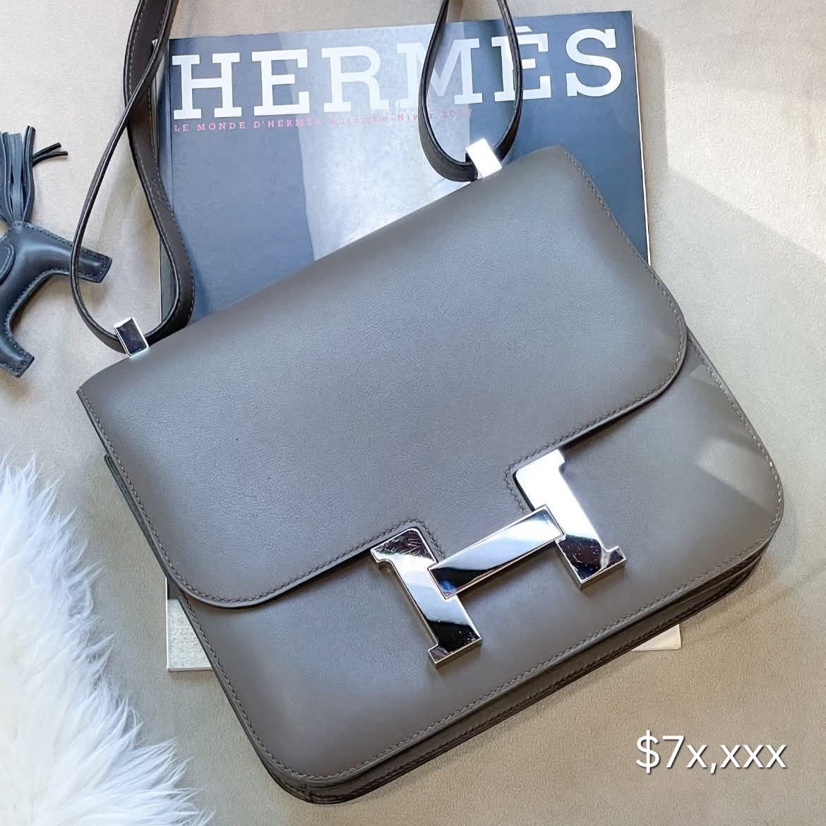 Preloved Hermes Constance 24 Swift Leather Etain PHW HK$7x,xxx (HK$2,000 即時落訂)