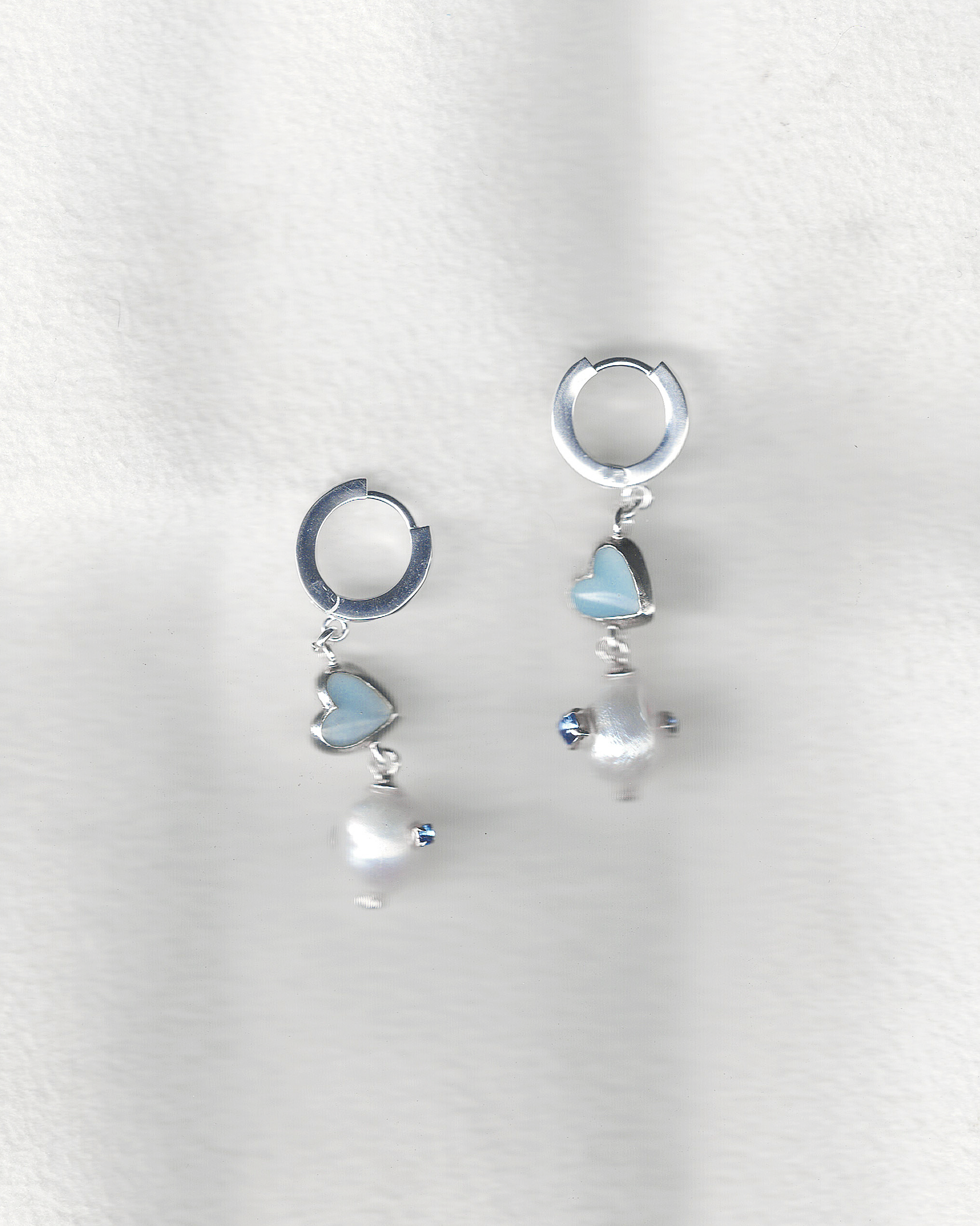 PROJ-ORNMNT 珍珠青鑽粉心耳環 (單支販售)