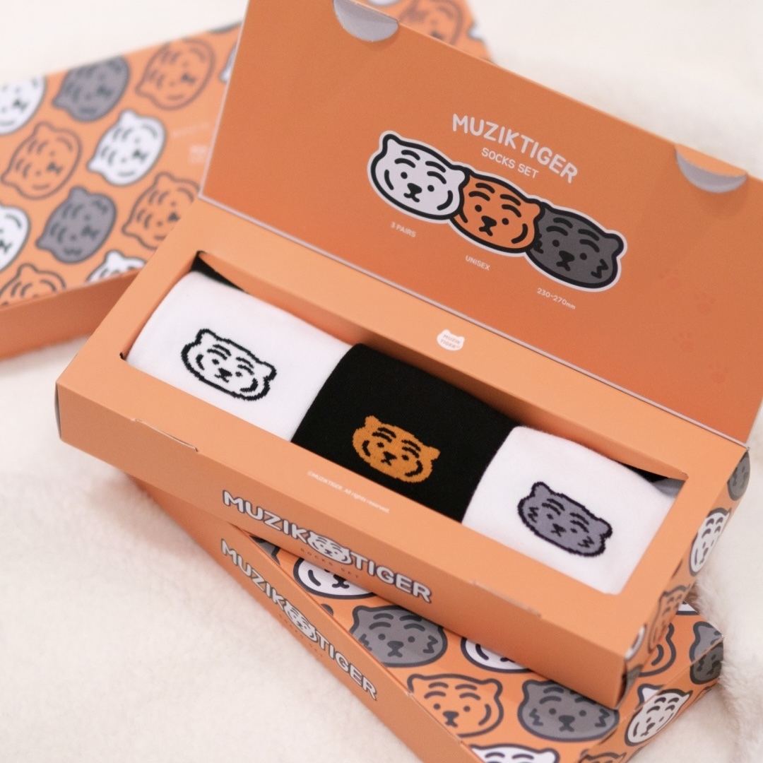MUZIK TIGER SOCKS SET 長襪 三入一組 襪子 禮盒