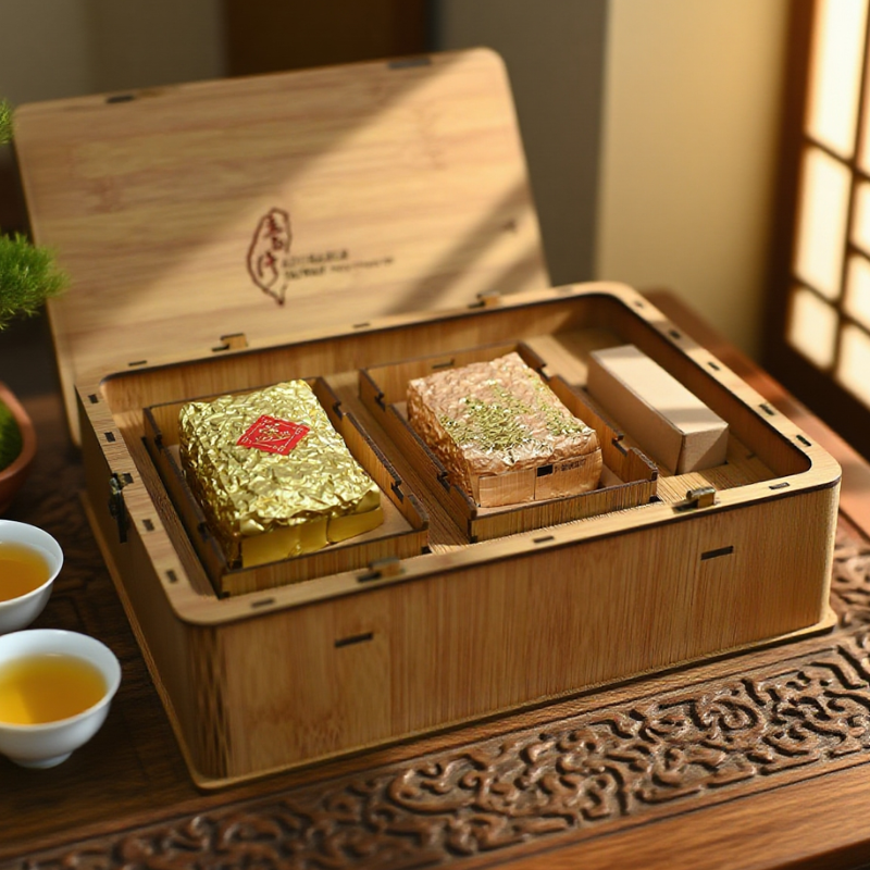 竹紋臺灣圖案茶葉禮盒－棋盤-島嶼形，茶藝心