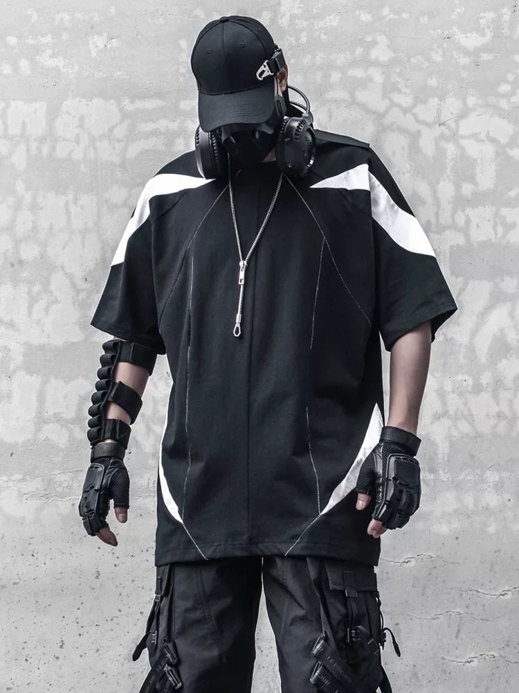 𝙏𝙀𝘾𝙃𝙒𝙀𝘼𝙍 撞色拼接黑白明線短袖