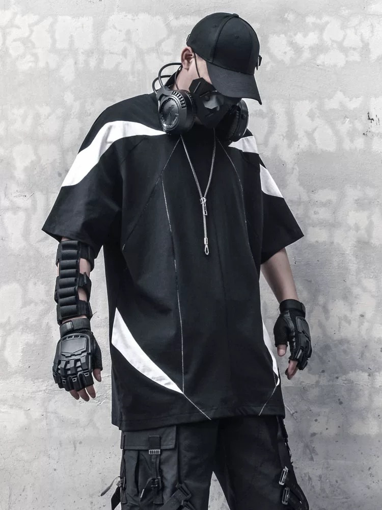 𝙏𝙀𝘾𝙃𝙒𝙀𝘼𝙍 撞色拼接黑白明線短袖