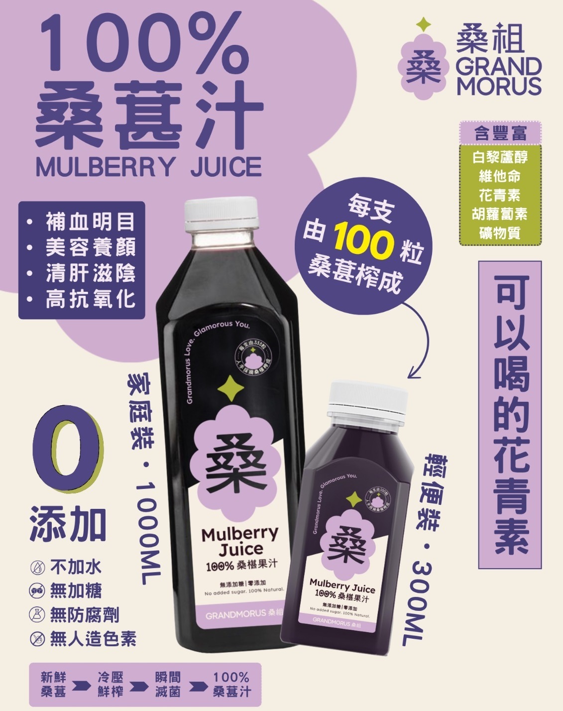桑祖Grandmorus 100% 桑椹汁 (300ml)
