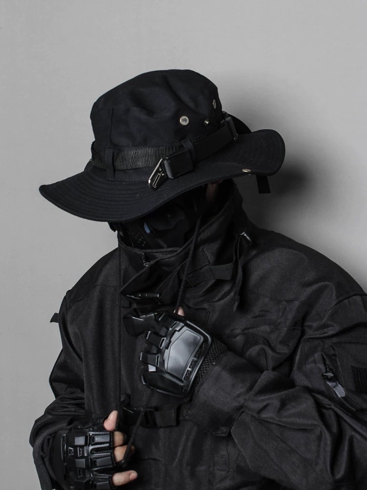 𝙏𝙀𝘾𝙃𝙒𝙀𝘼𝙍 暗黑抽繩金屬機能漁夫帽