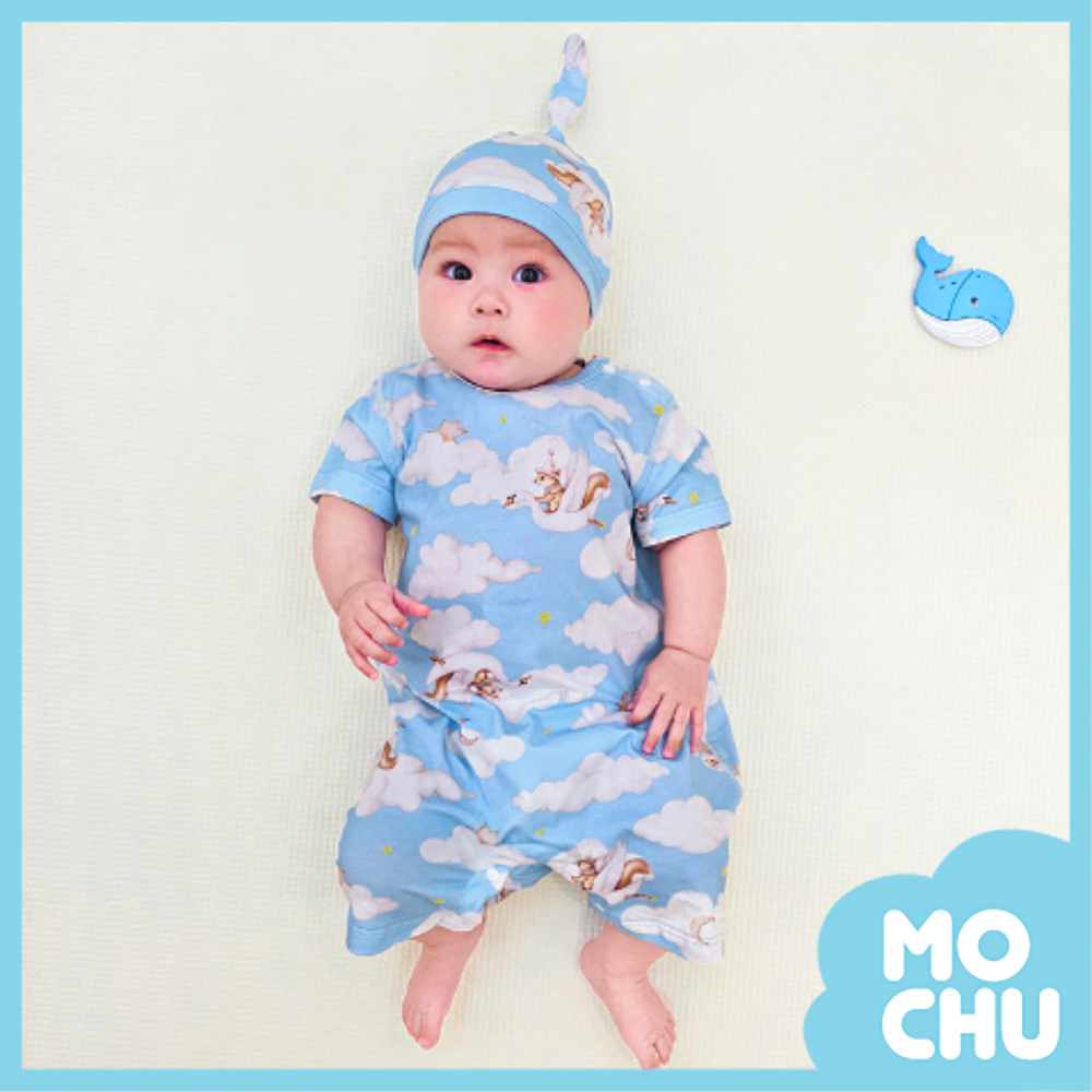 雲端松鼠短袖連身衣(含帽子)