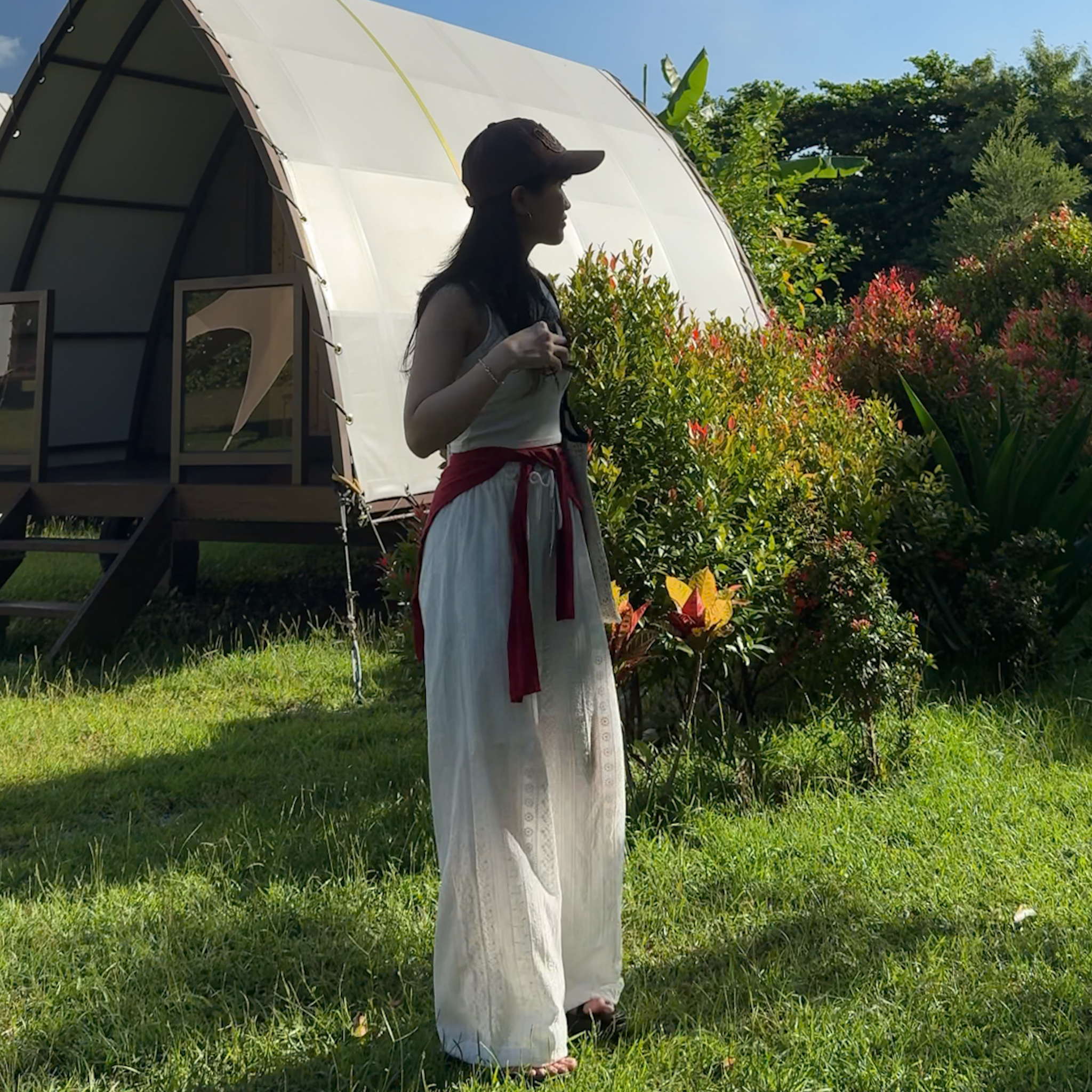 A12直男老公看得懂的漂亮雕花布紋休閒渡假長褲