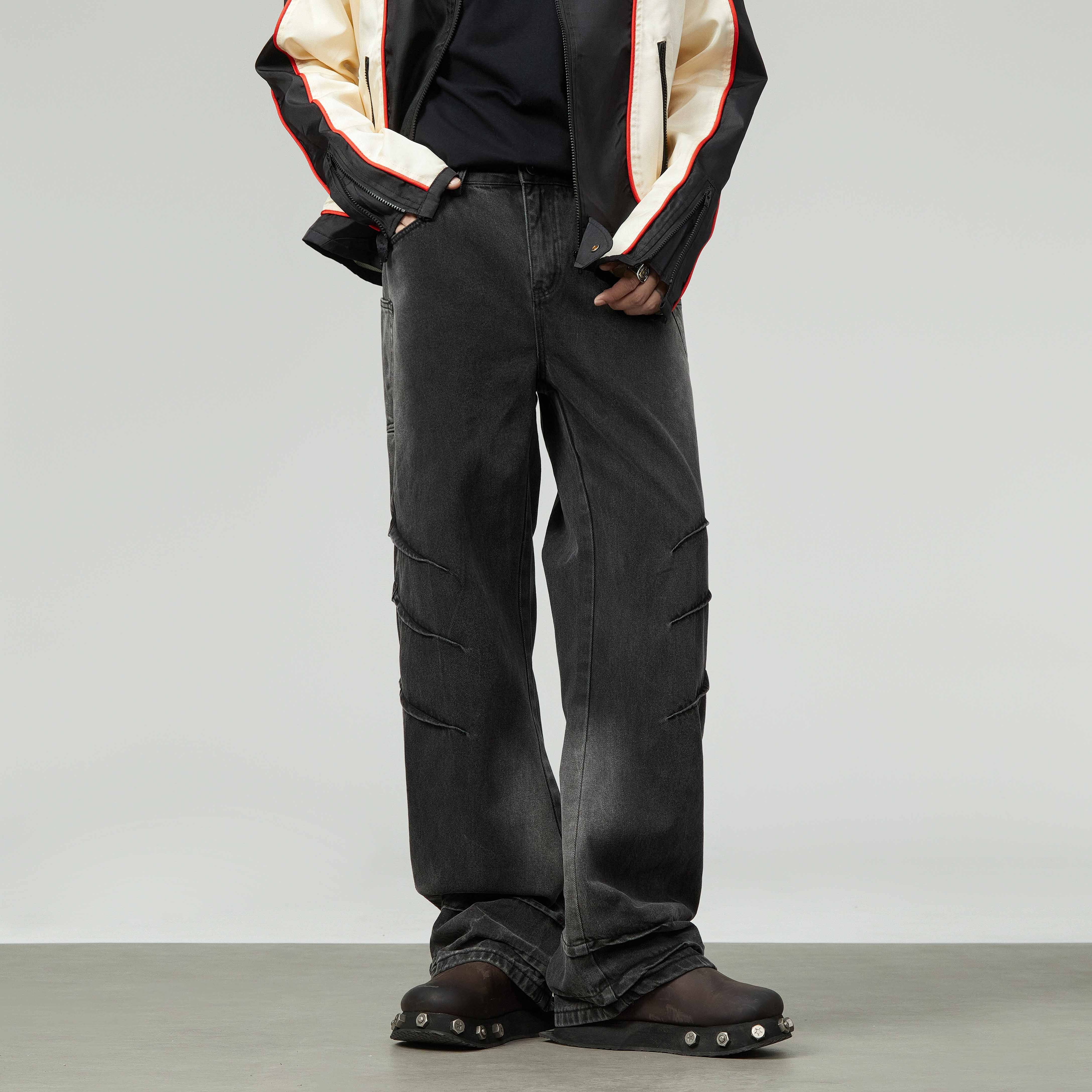 ACR 立體 抓痕 做舊 刷色 牛仔褲