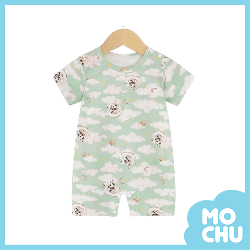 雲端熊貓短袖連身衣(含帽子)