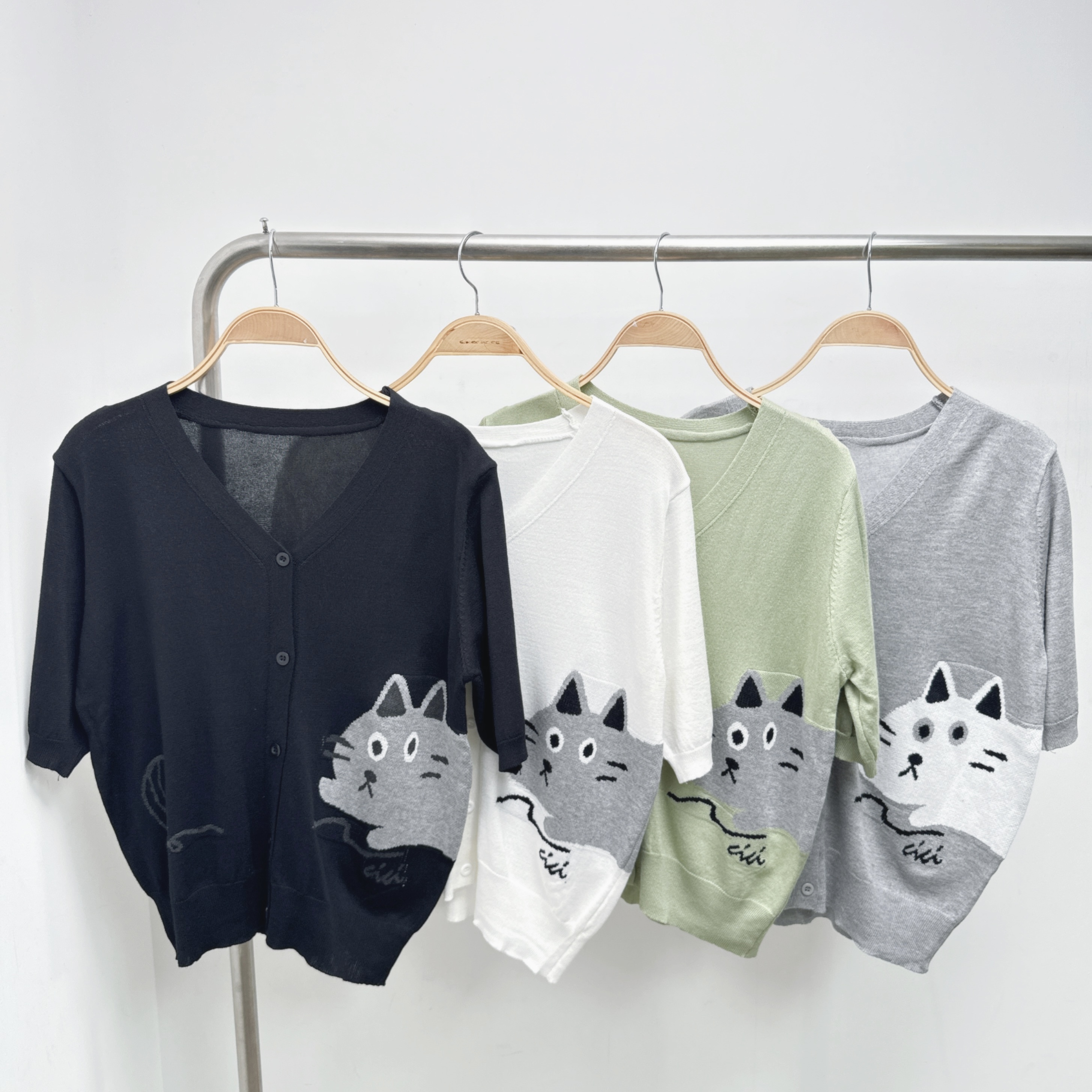 ⭐️⭐️【預訂】第二團～前後貓咪中袖針織外套 (E71-E74)