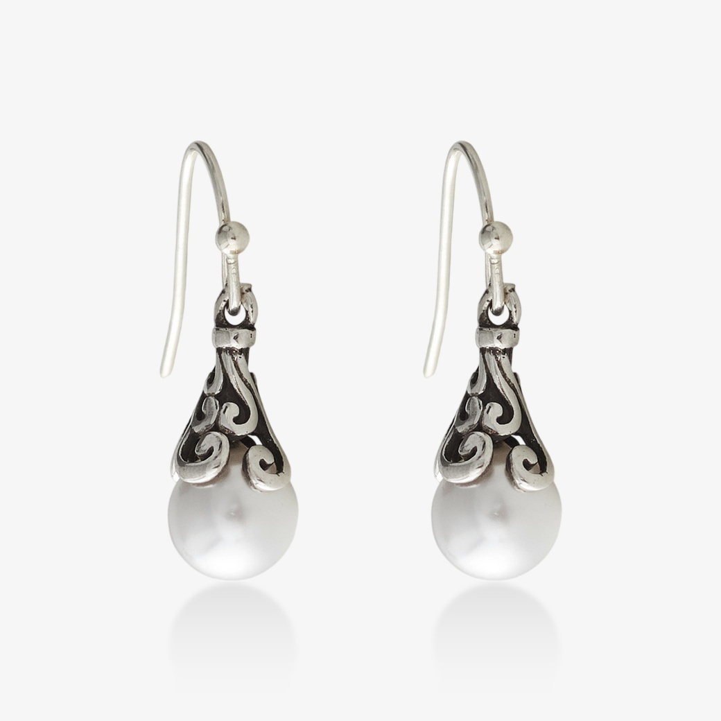 雕刻圖騰珍珠耳環