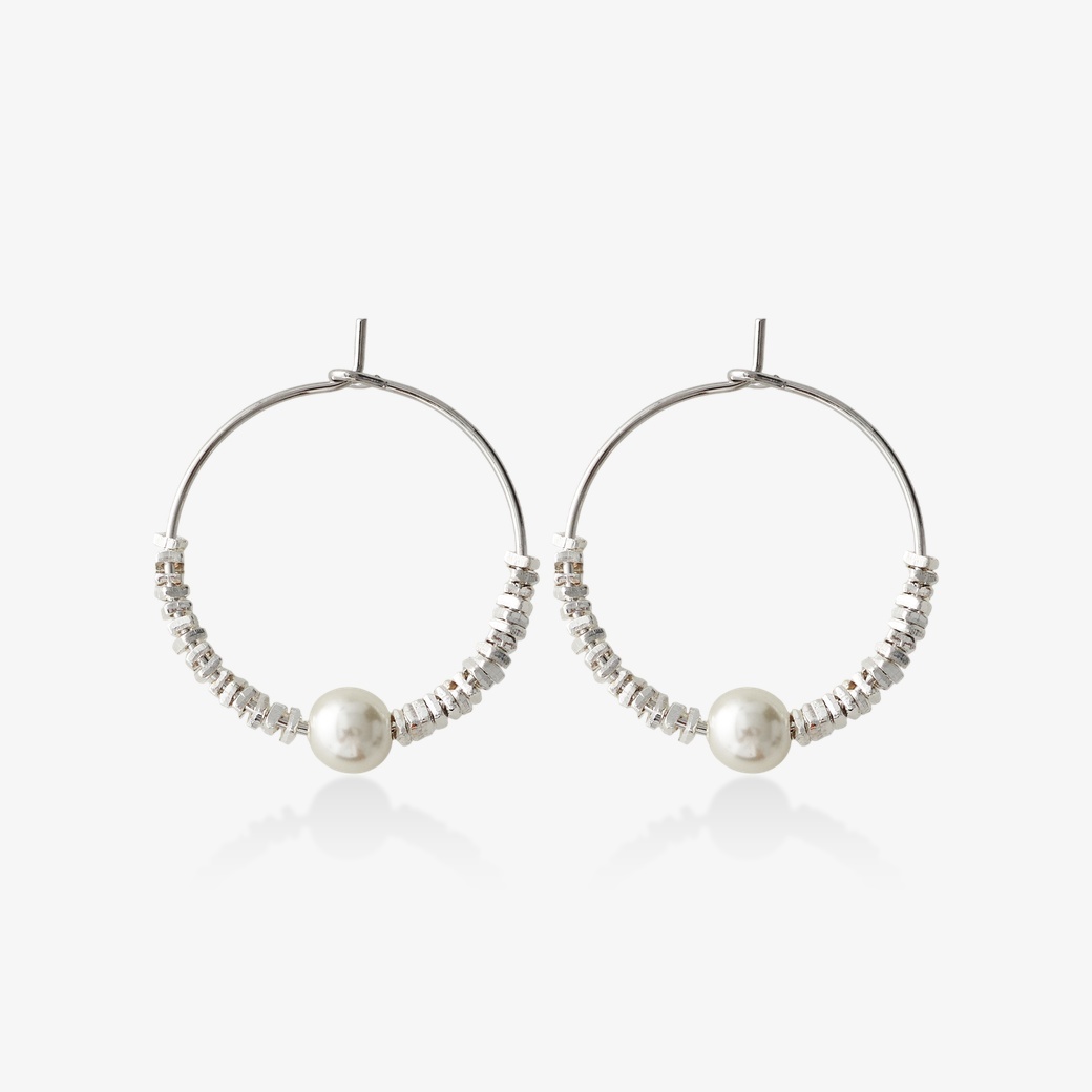 珍珠串珠圓耳環