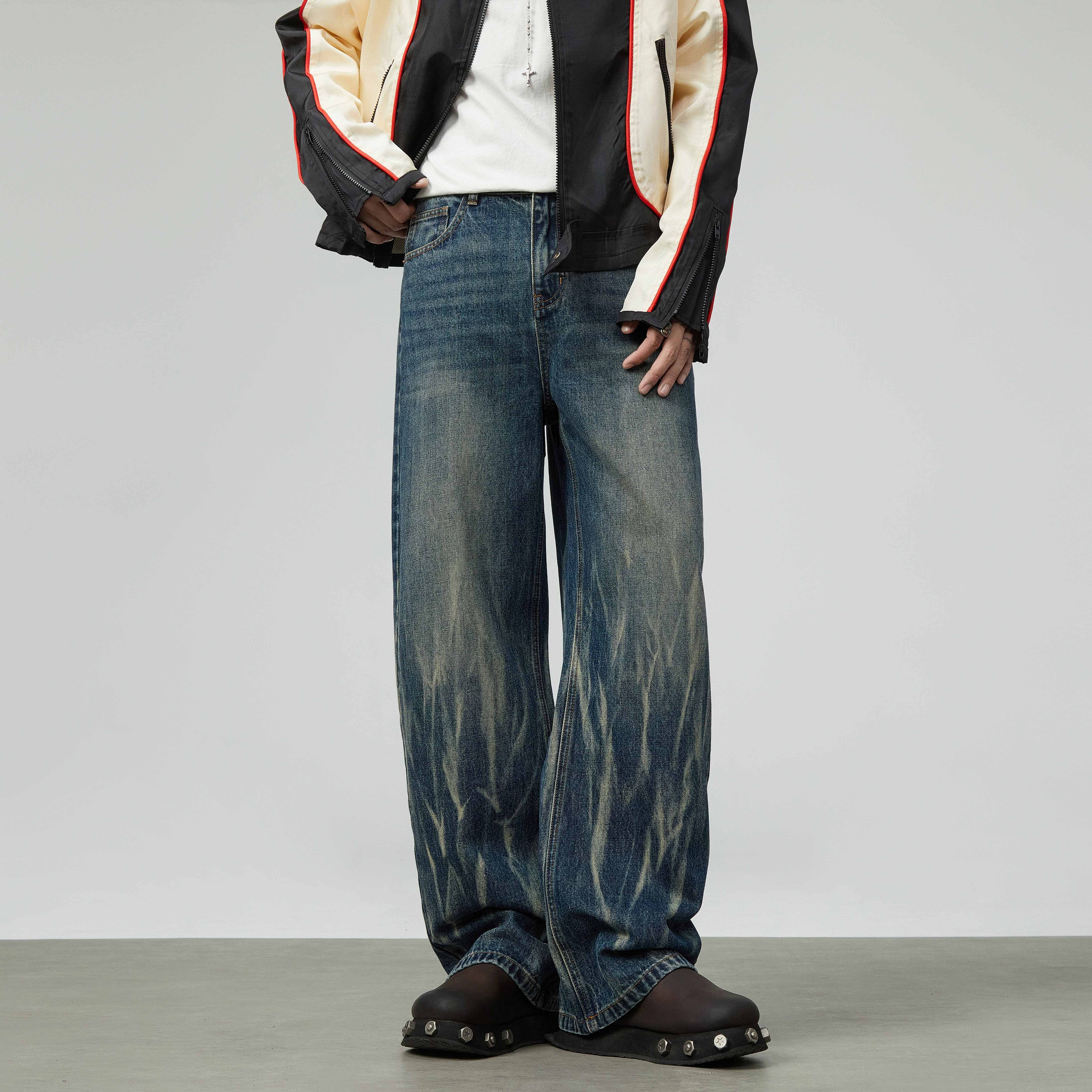 ACR 裂界 褪變 直筒 牛仔褲