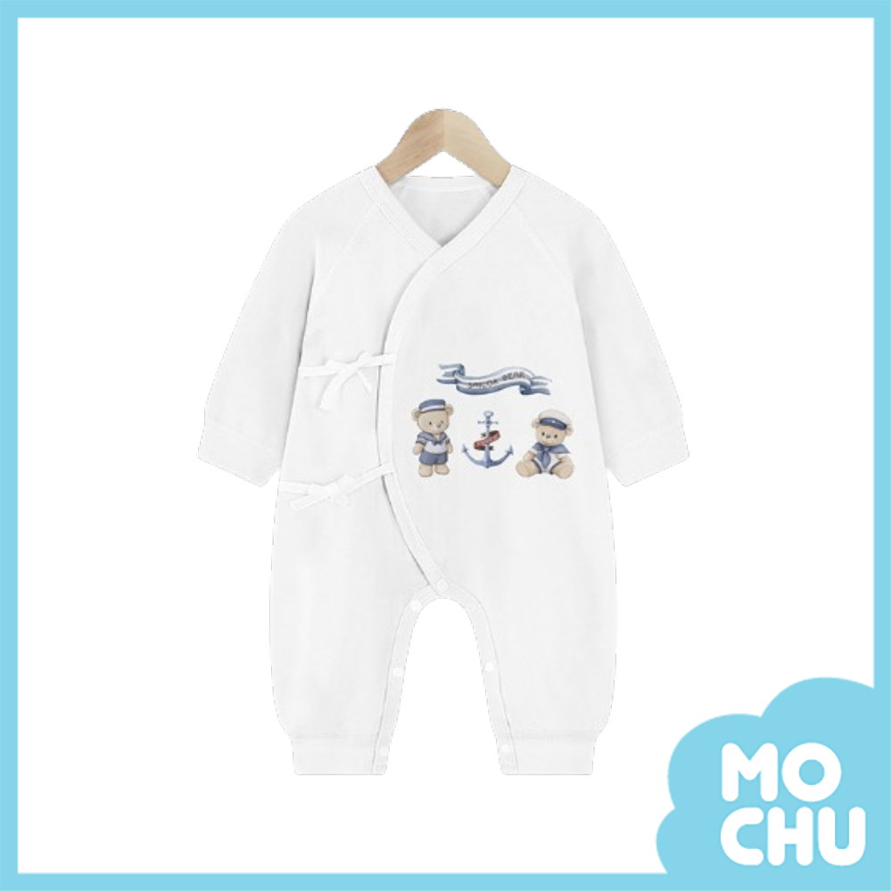 水手熊綁帶長袖連身衣