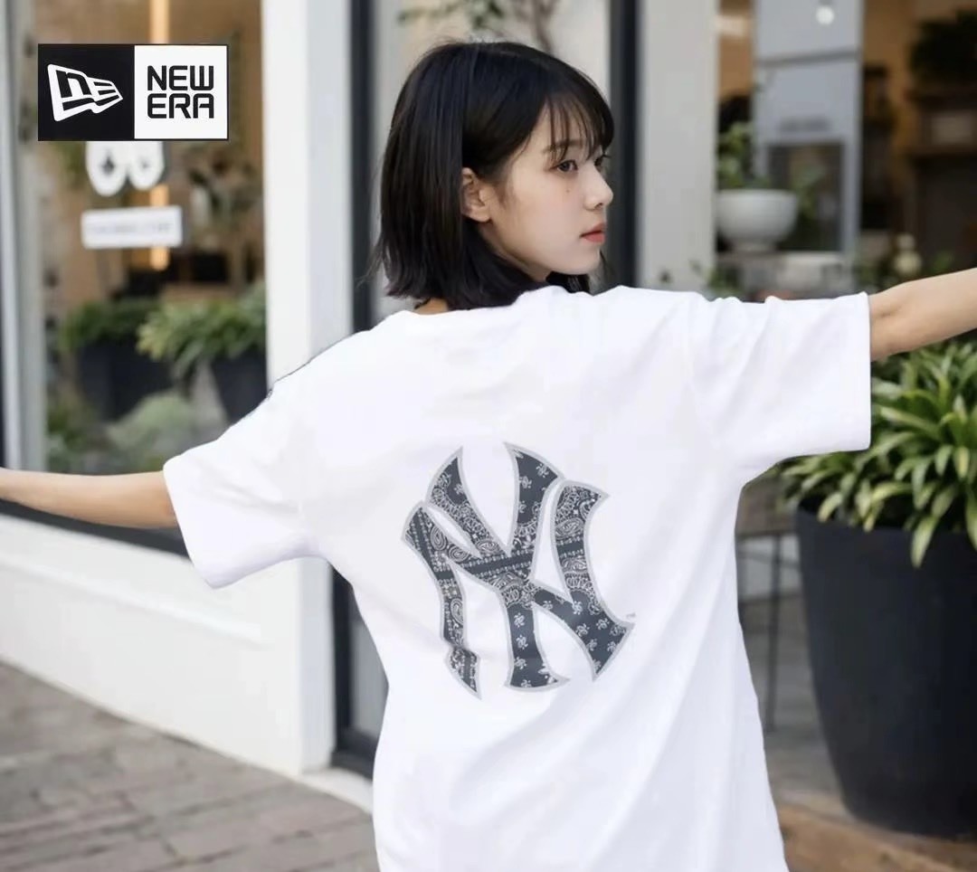 【現貨】New Era MLB 腰果花 短袖 深藍色 白色