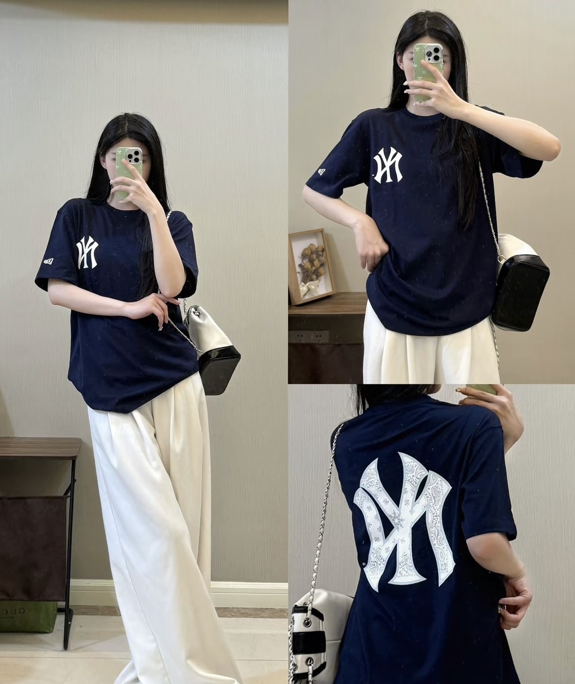 【現貨】New Era MLB 腰果花 短袖 深藍色 白色