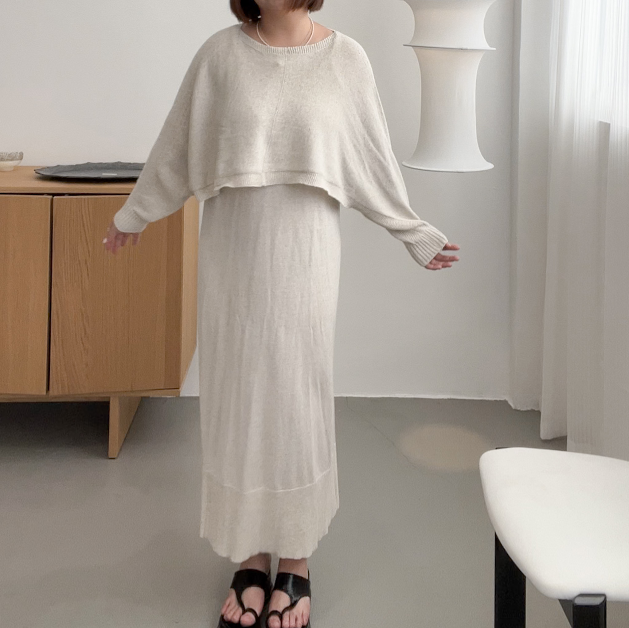 A16高級亞麻飛鼠袖針織衣