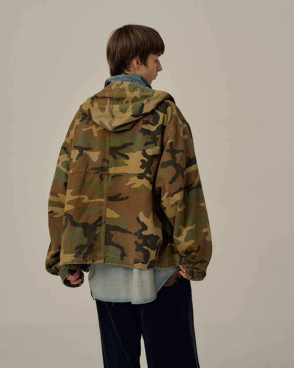 ANCELLM - CAMO ZIPUP HOODIE / WOODLAND