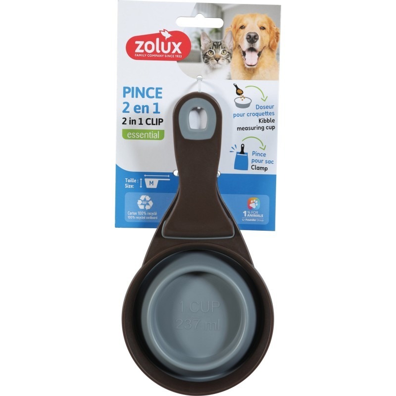 Zolux 2in1糧杯夾．藍色/灰色 M