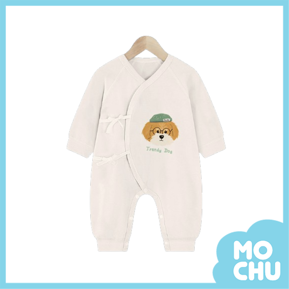 藝術狗狗綁帶長袖連身衣