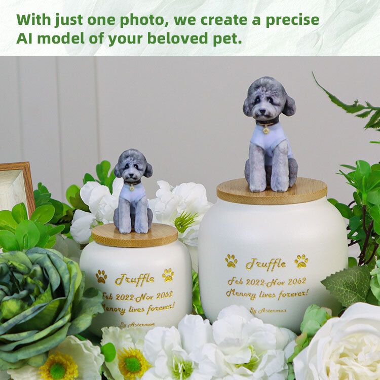 3D Pet AI Figurine Urn - Ceramic Memorial Urn for Cats and Dogs