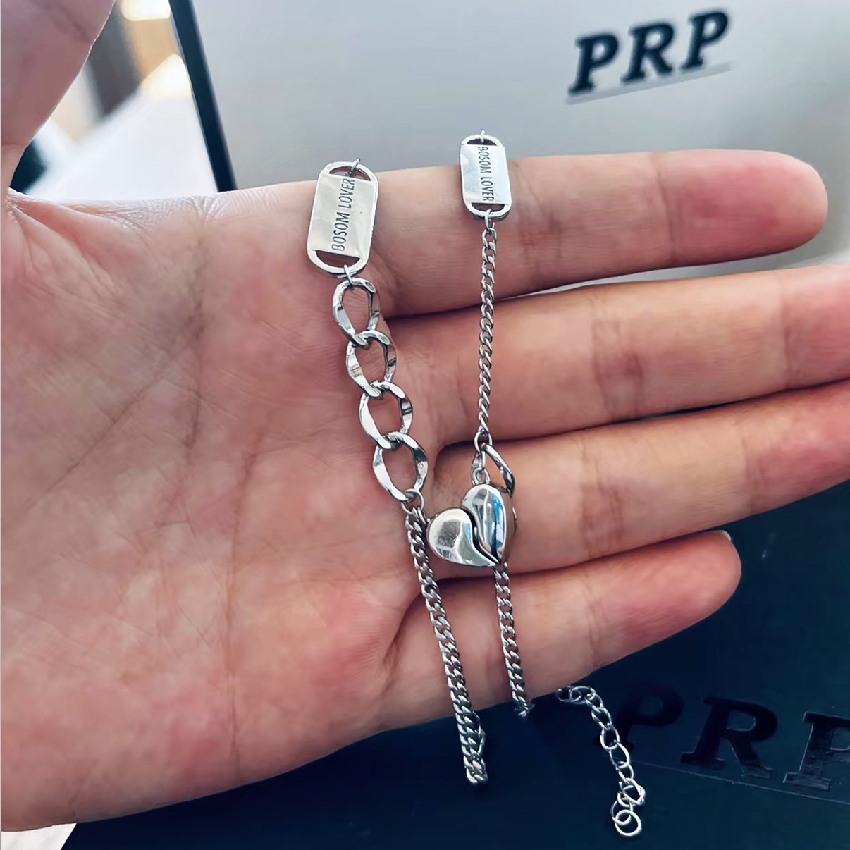 PRP 愛心 相吸 磁吸設計 S925銀手鍊 情侶款 對鏈 手環 禮盒包裝