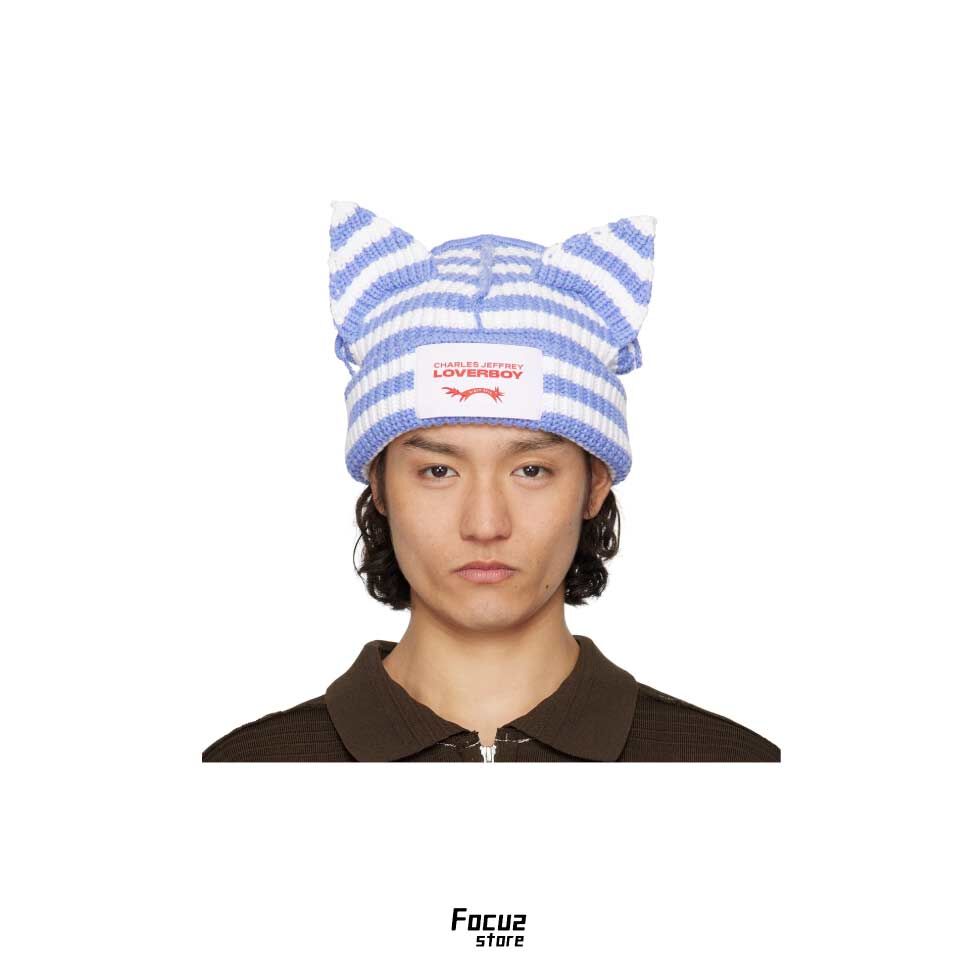 【Focus Store】預購 Charles Jeffrey LOVERBOY SSENSE Exclusive Chunky Ears Beanie "Blue & White" 藍白 毛帽