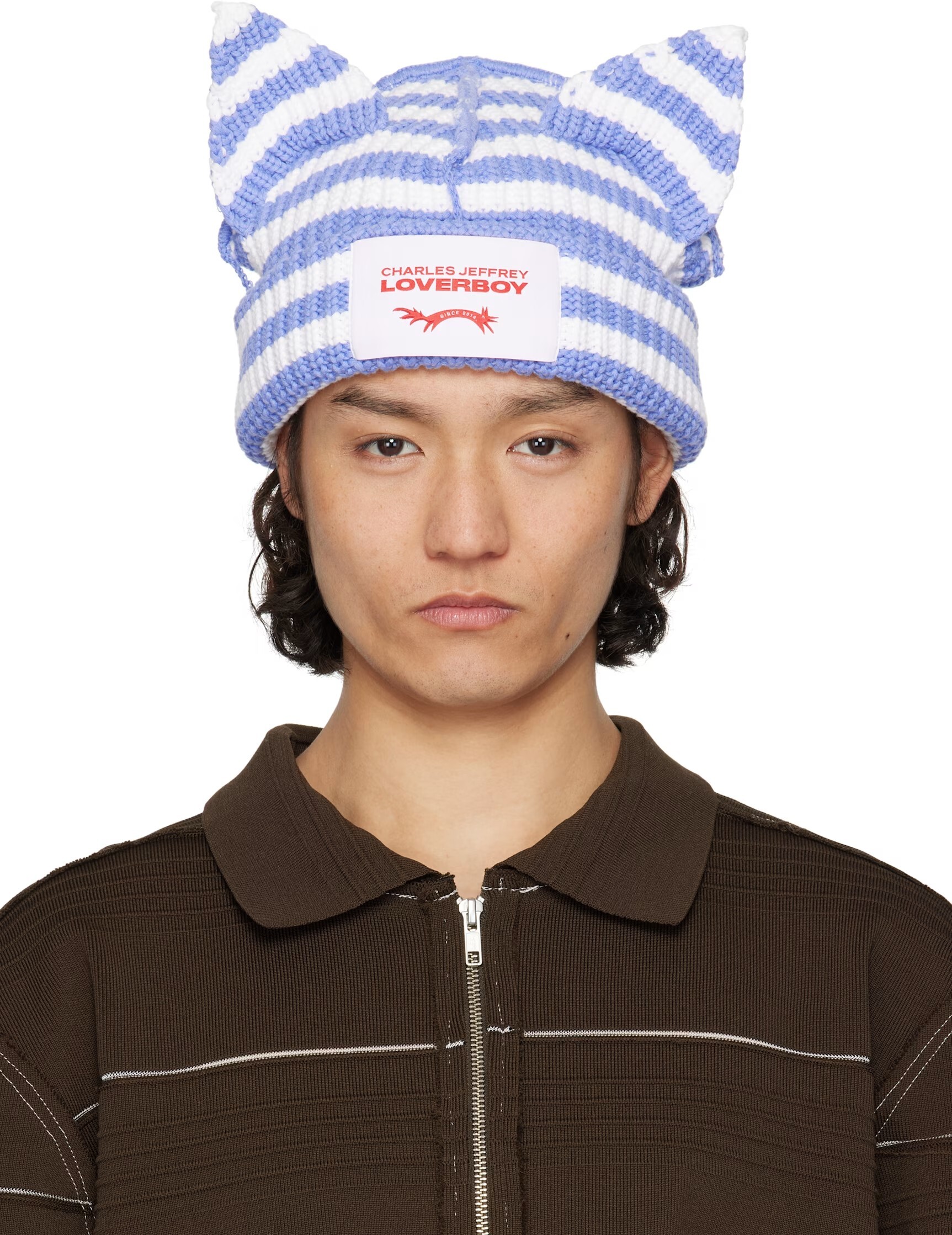 【Focus Store】預購 Charles Jeffrey LOVERBOY SSENSE Exclusive Chunky Ears Beanie "Blue & White" 藍白 毛帽