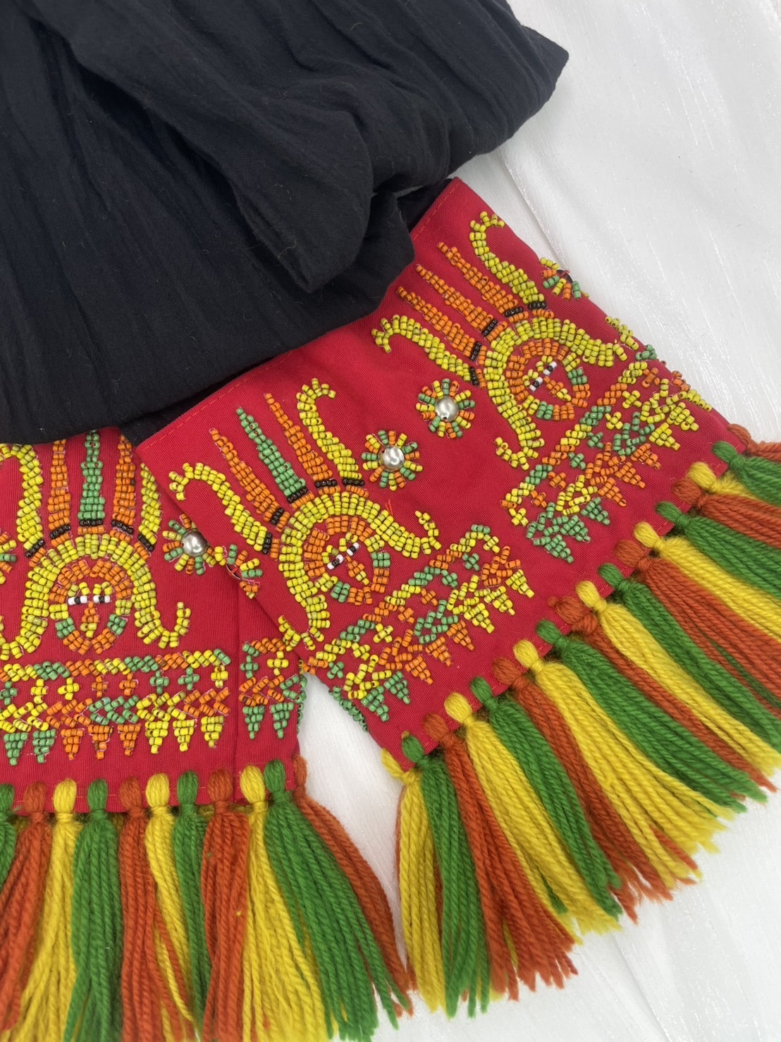 No.23棉紗布珠繡頭巾.面寬17全長含流蘇210