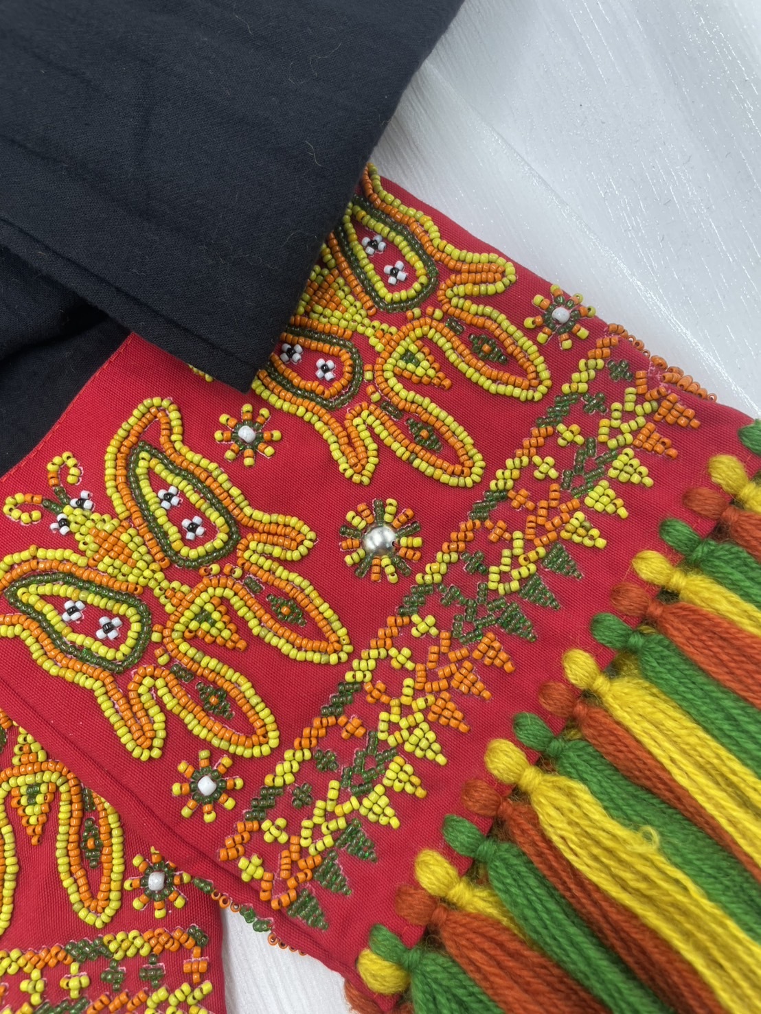 No.24棉紗布珠繡頭巾.面寬17全長含流蘇210