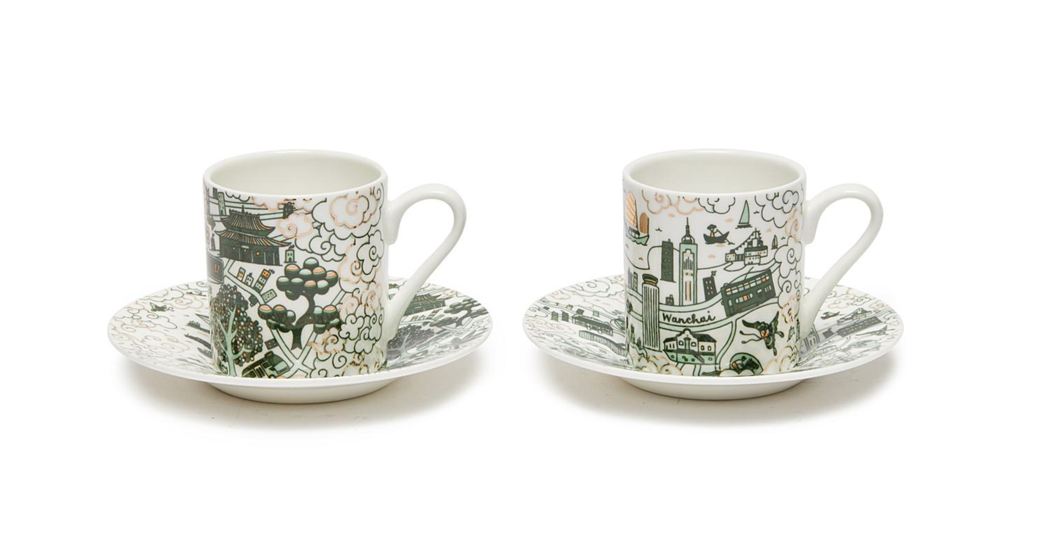 FAUX X MARIKO JESSE gold & green willow espresso set (set of 2 pcs)