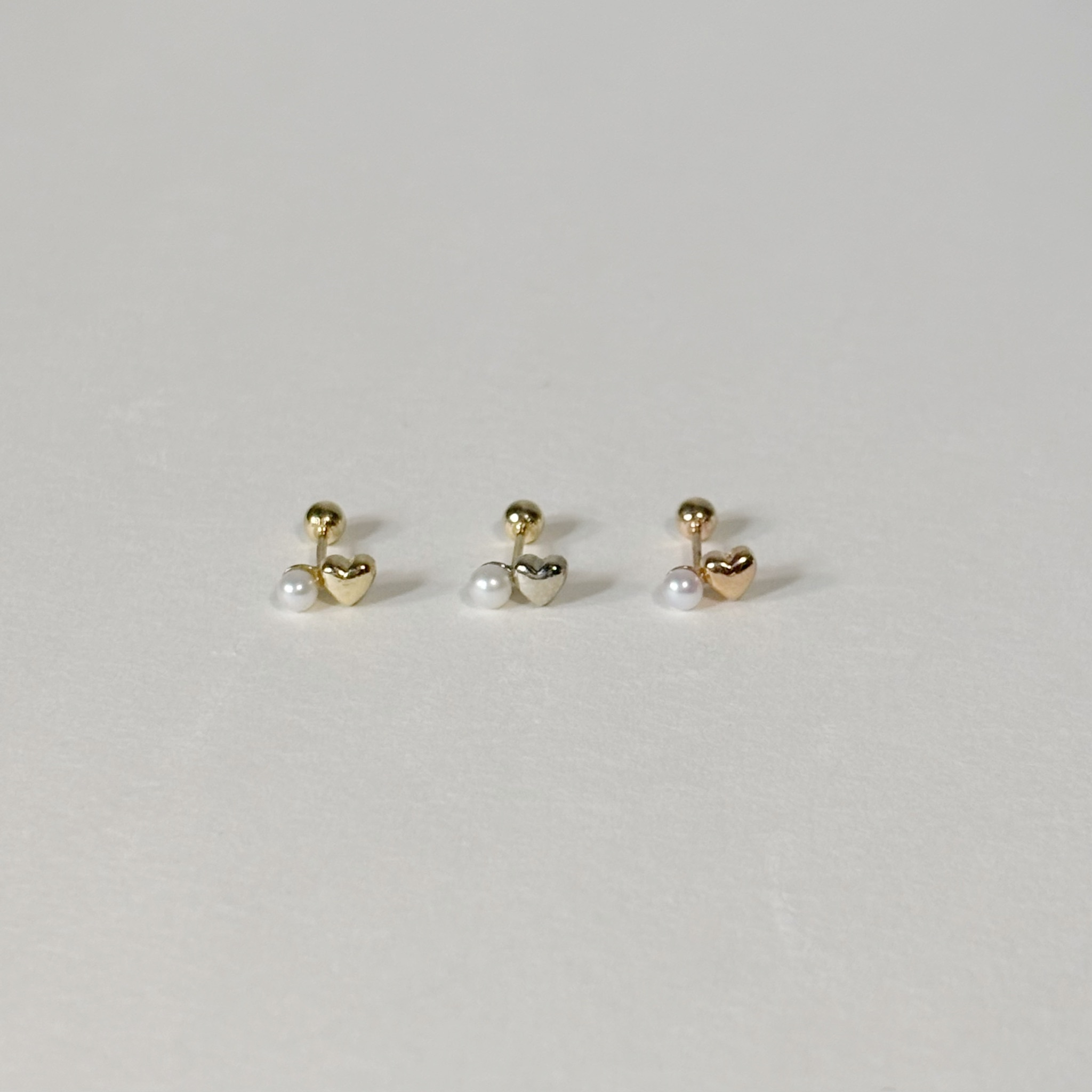 14K珍珠厚愛心轉珠耳環