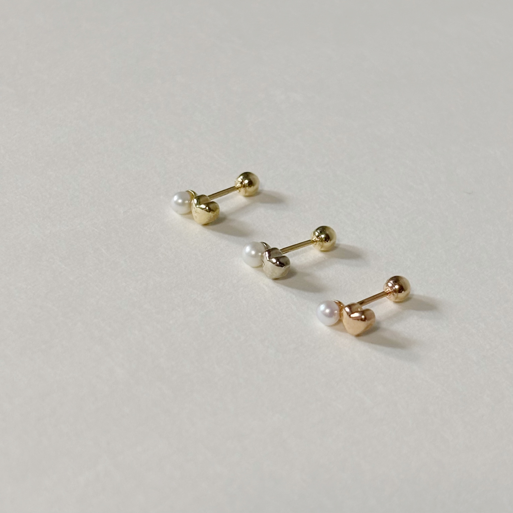 14K珍珠厚愛心轉珠耳環