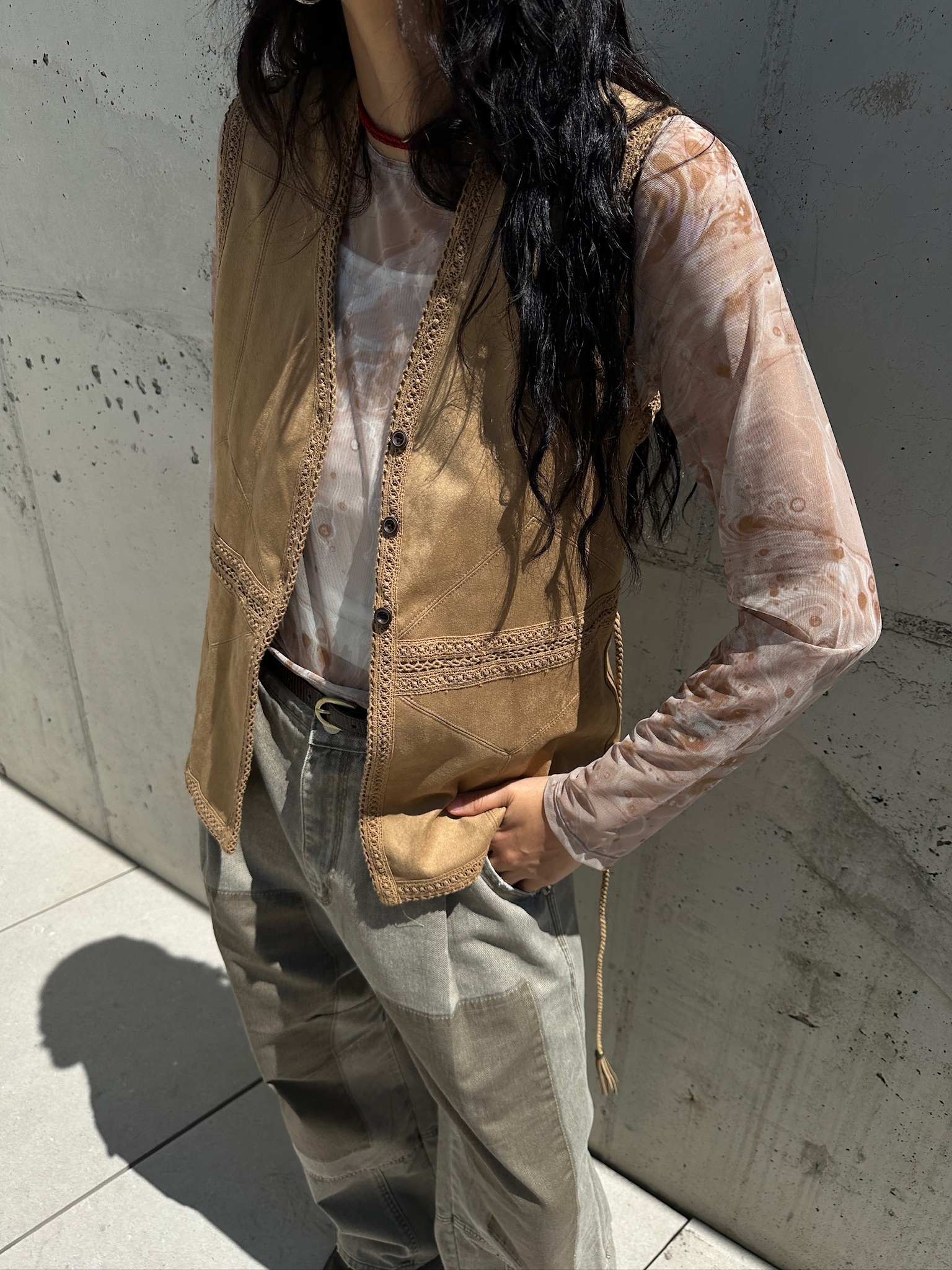 Faux suede vintage vest