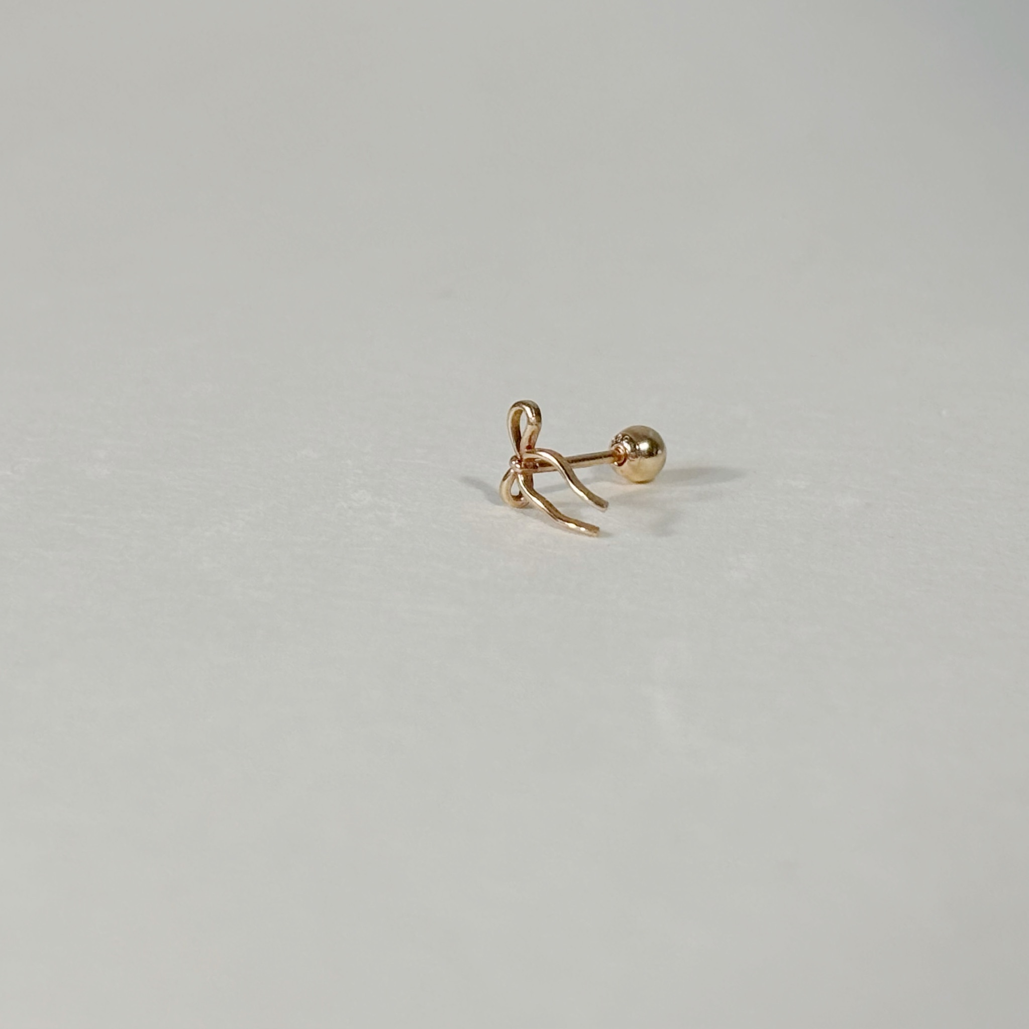 14K手繫感蝴蝶結轉珠耳環