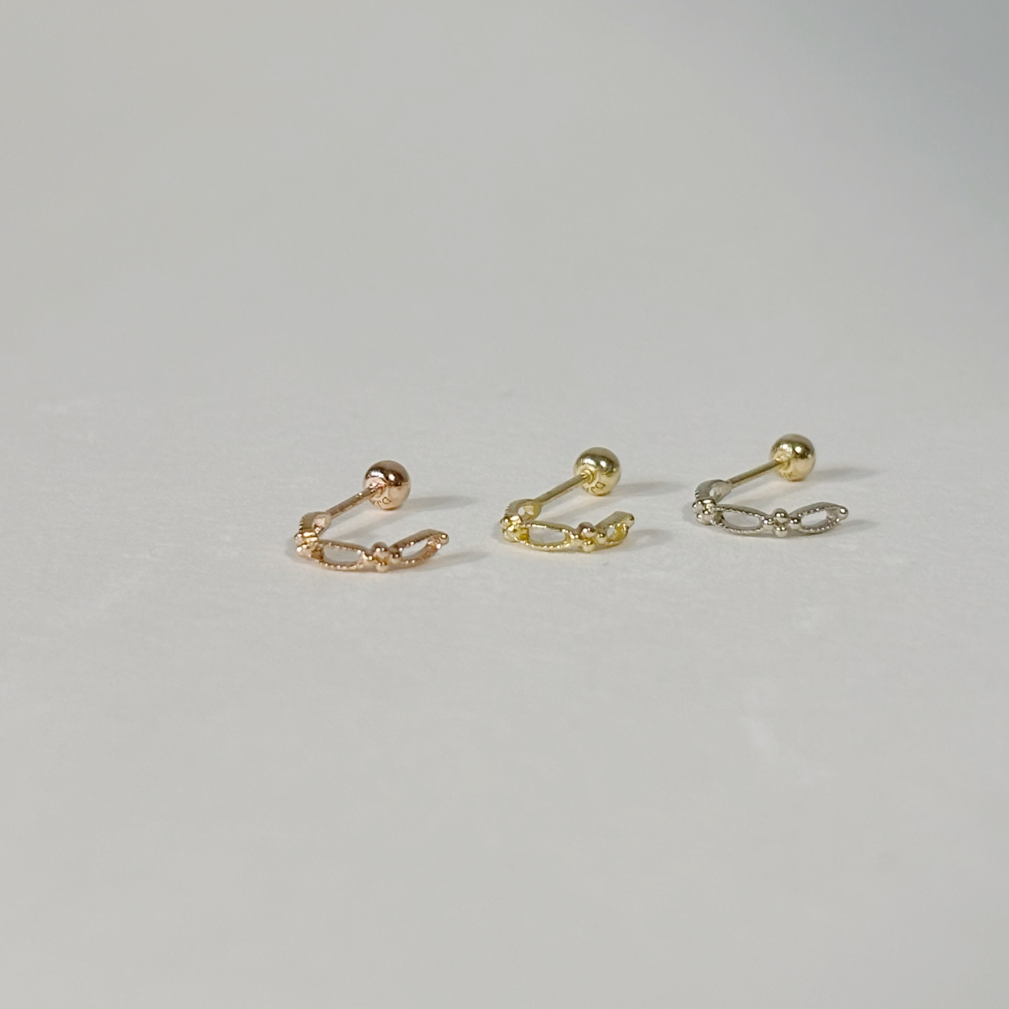 14K細緻簍空小珠半圈式轉珠耳環