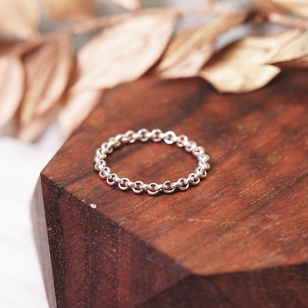 【網路限定】極簡小圓 純銀鍊戒 女戒 軟戒指 多款戒圍 可當尾戒