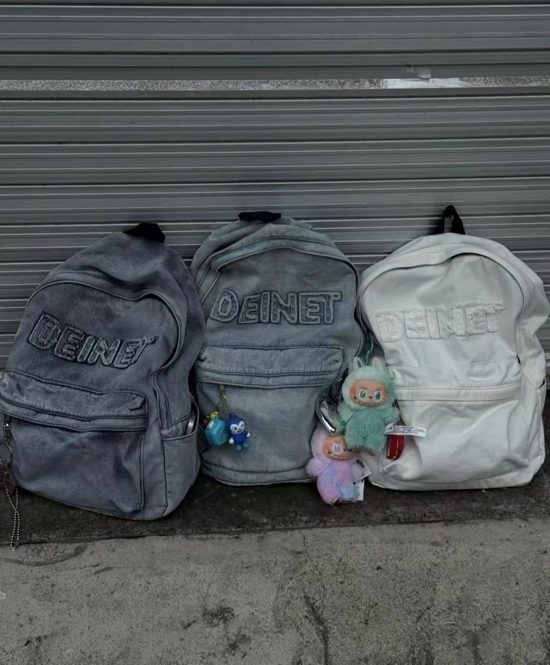 DEINET LOGO 牛仔雙肩包 後背包 單寧藍 / 黑色 / 白色