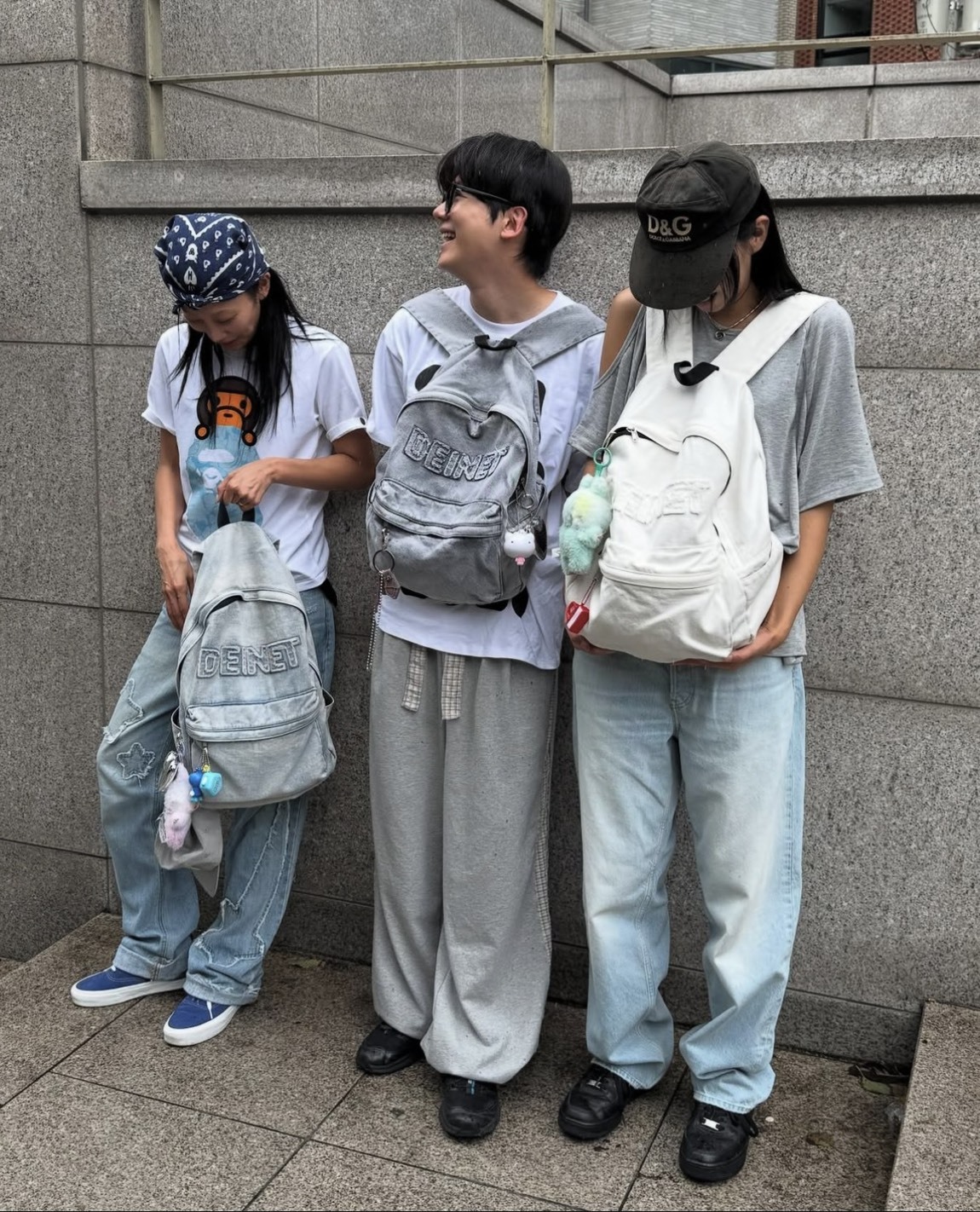 DEINET LOGO 牛仔雙肩包 後背包 單寧藍 / 黑色 / 白色