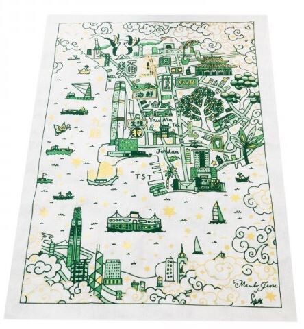 FAUX X MARIKO JESSE gold & green kowlooon festive willow tea towel