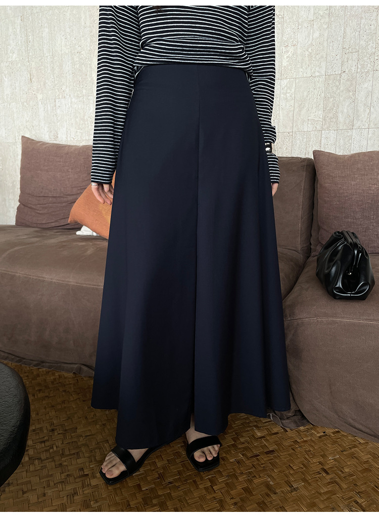 8W17 前打摺顯瘦垂墜感A字長裙 三色