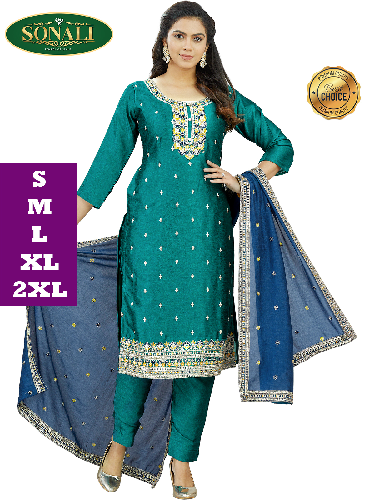 Sonali Super Premier Quality Women's Punjabi Suits / Women's Kurti Set Indian Tradition Women's Set - Q1977