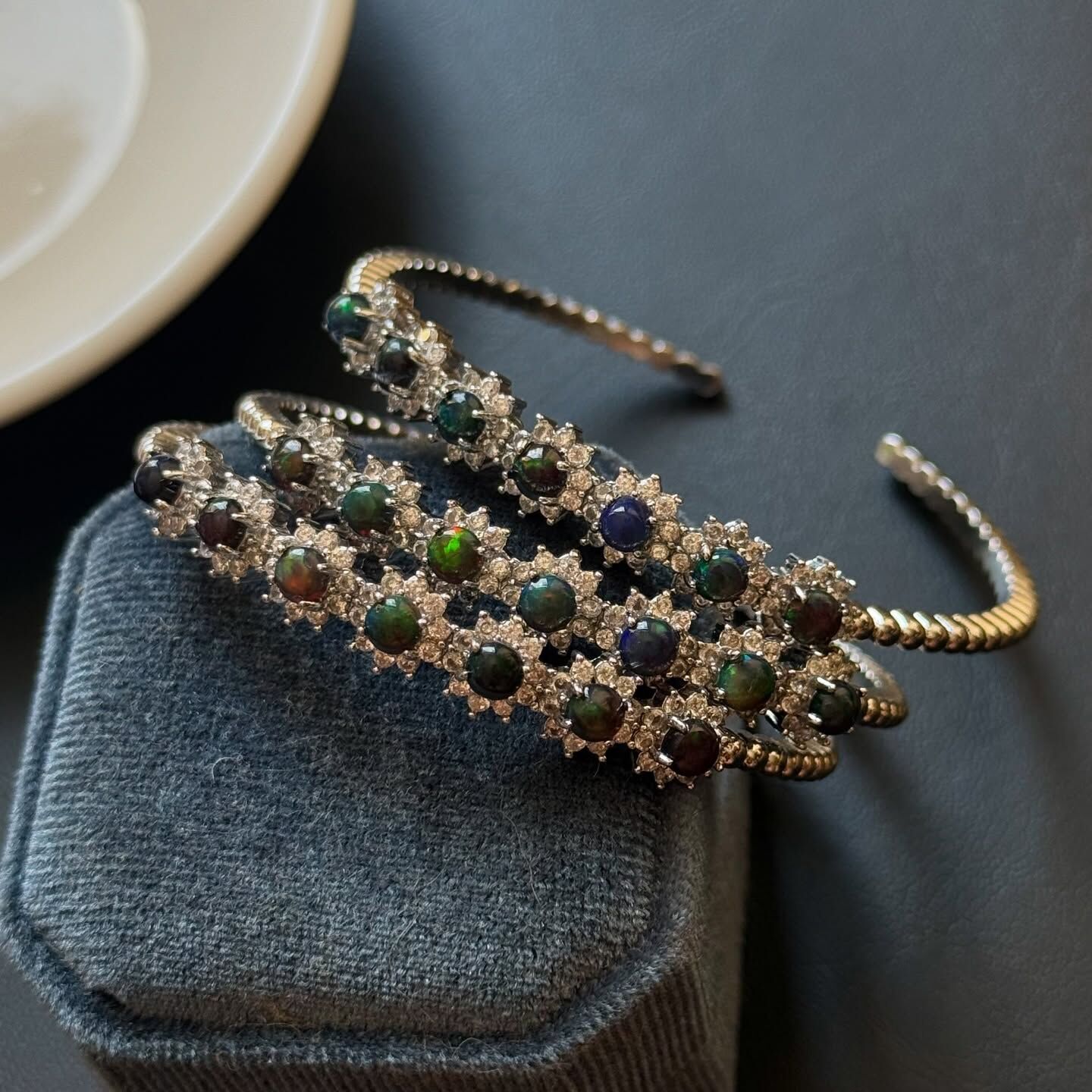 [原石] 黑衣索比亞蛋白石 金屬手鐲 銅手鐲